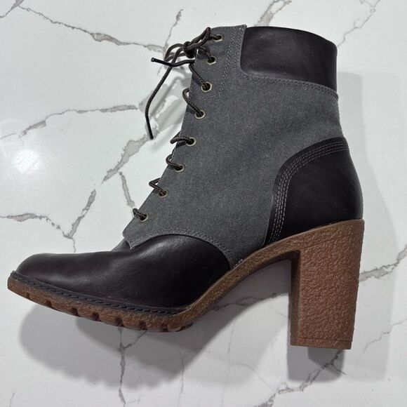 Timberland | Glancy Women’s Leather Block Heel Laces Boot Size 10 - Picture 5 of 12
